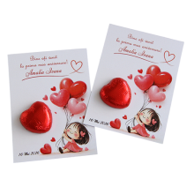 Card cu inimioara din ciocolata
