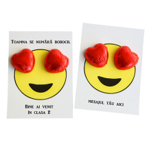 Emoji card cu 2 inimi din ciocolata
